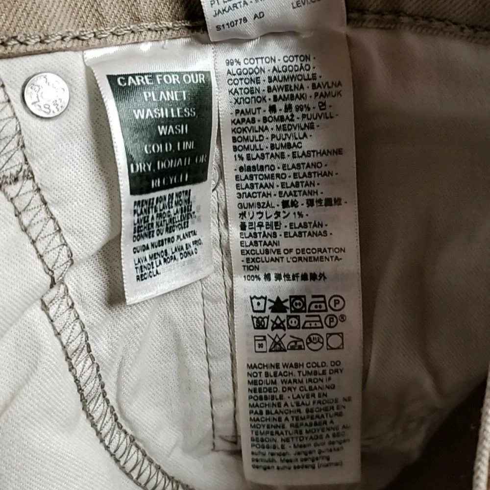 Levis 517 Jeans Mens 35x30 Beige Slim Fit Bootcut Stretch Denim Zip Fly Pants